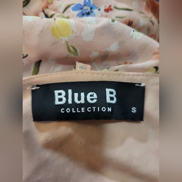 Blue B - Floral Peach Rayon Ruffle Tier Dress - Size S - Picture 3 of 5